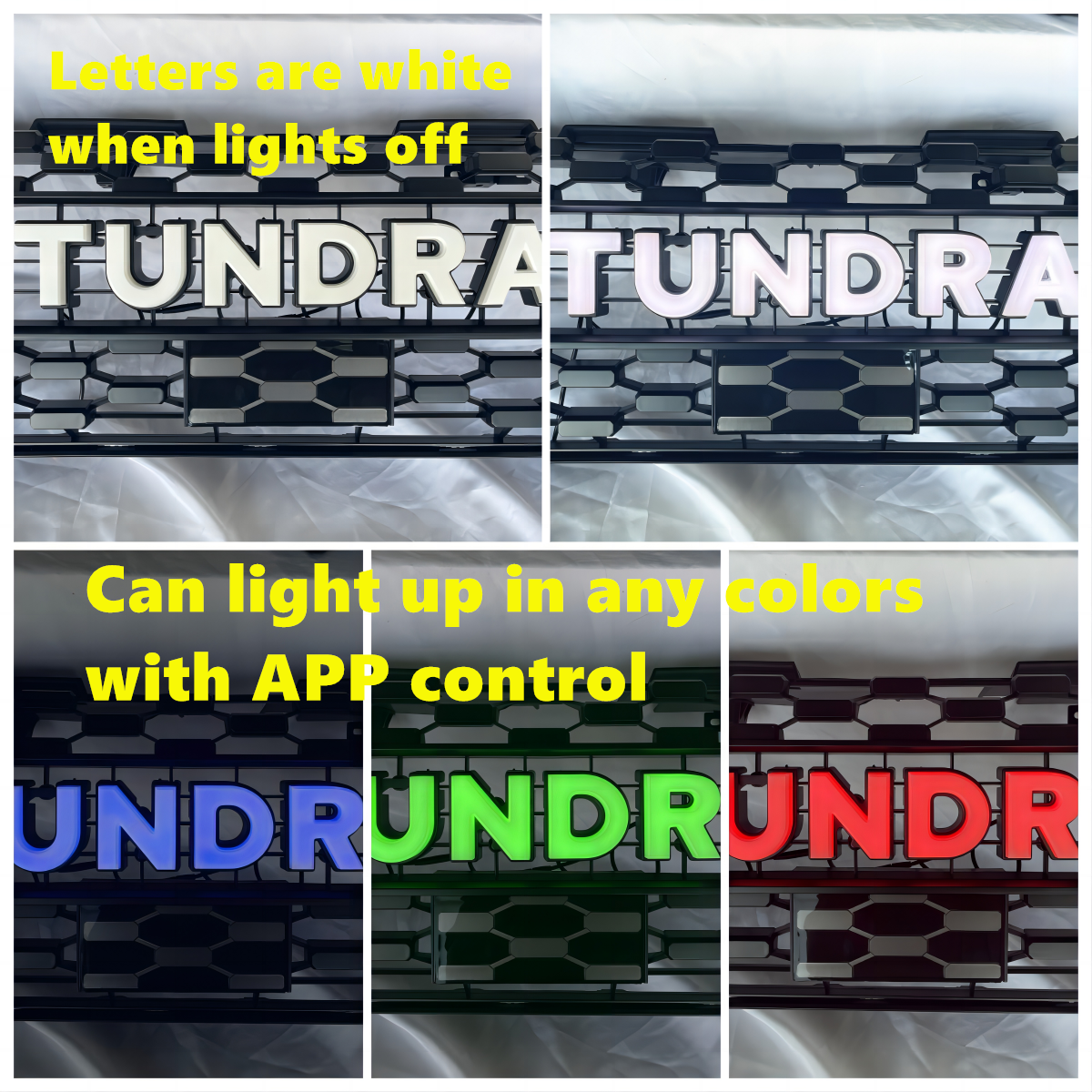 RGB LED Light Up Letters Compatible with 2014-2021 Tundra Aftermarket Grille