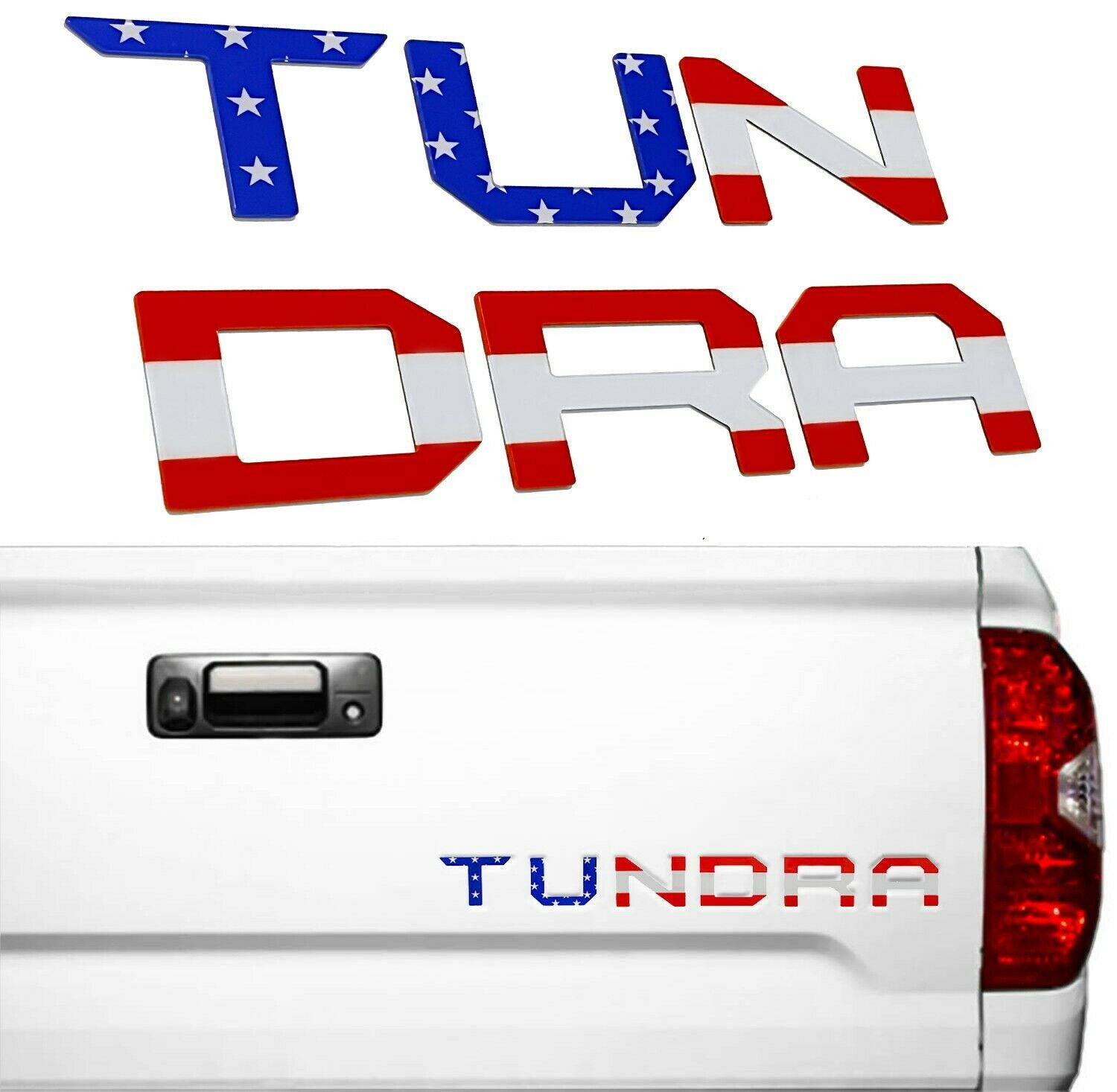 tundra tailgate letters flag