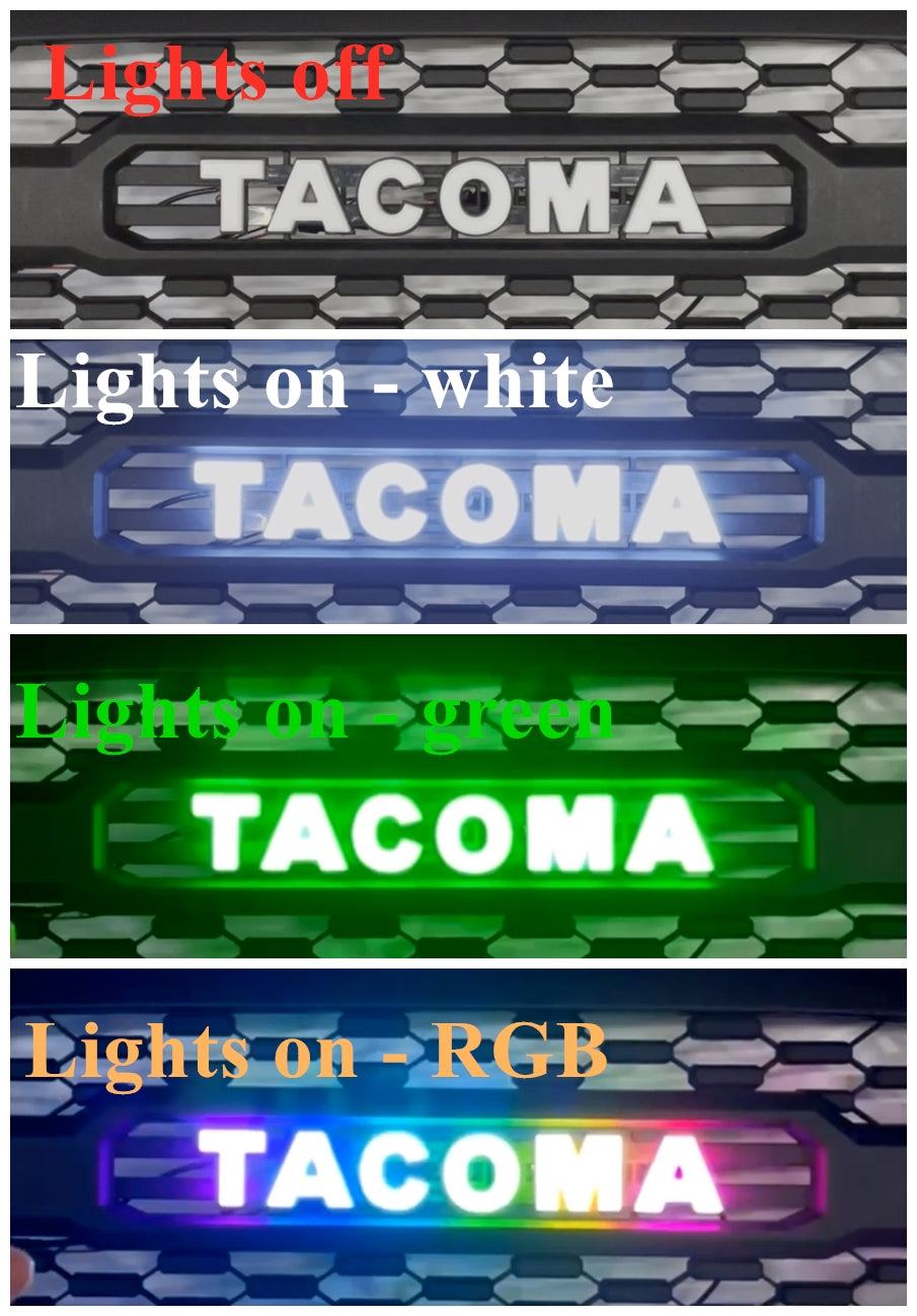 RGB LED Light Up Letters for 2005-2011 And 2012-2015 Tacoma Trd Pro Style Grille